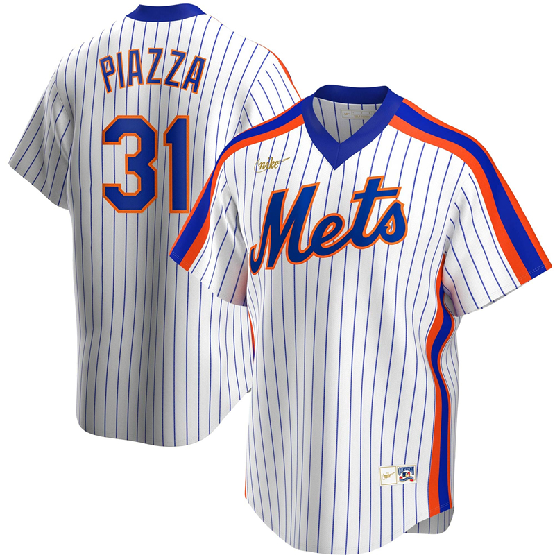 2020 MLB Men New York Mets #31 Mike Piazza Nike White Home Cooperstown Collection Player Jersey 1